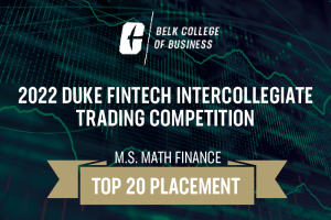 M.S. in Math Finance students compete in Duke FinTech Trading Competition 