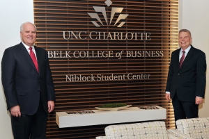 Robert Niblock and Dean Ott at the Niblock Student Center grand opening 