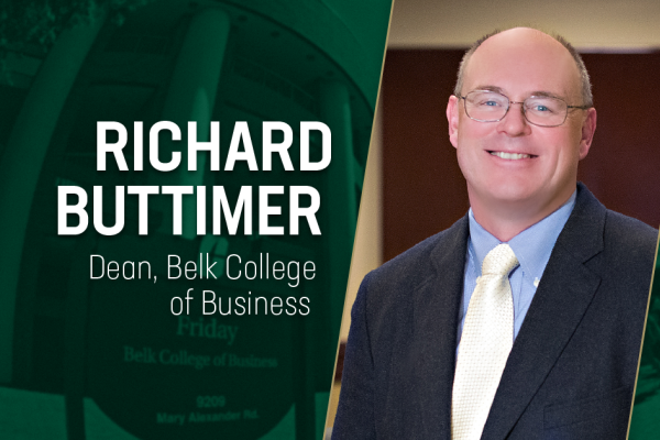 Richard J. Buttimer Jr. is named dean of the Belk College of Business