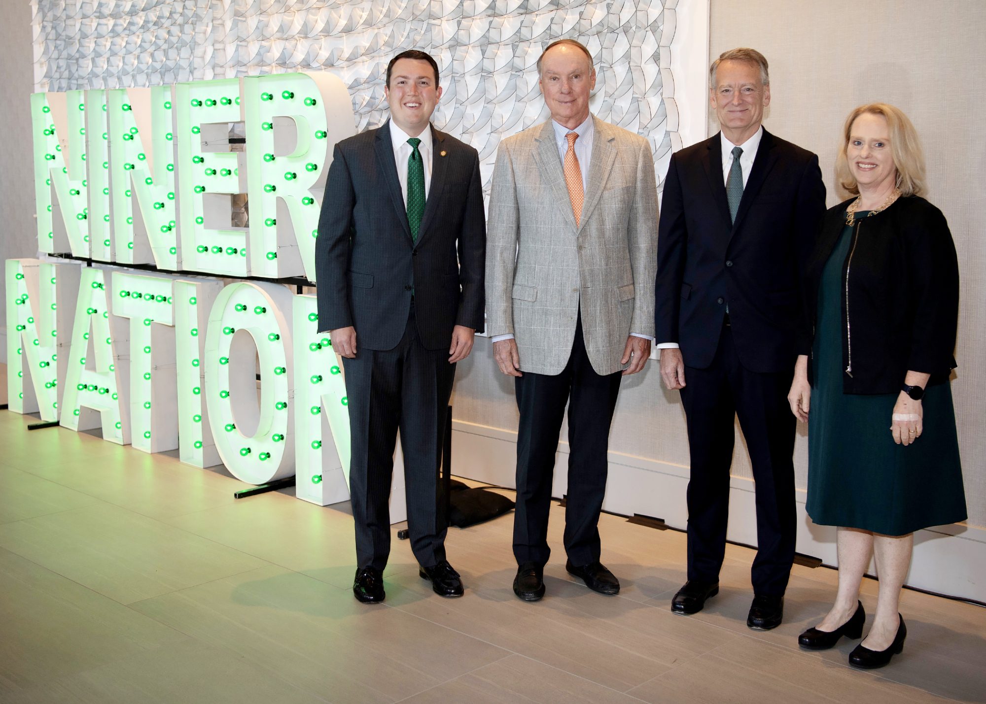 Sen. Dave Craven '12, Fred Klein, Joe Price '83 and Belk College of Business Dean Jennifer Troyer