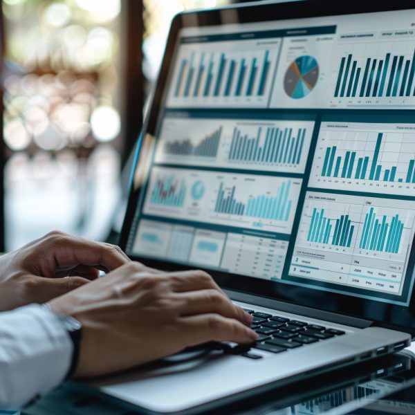 UNC Charlotte Business Analytics; Dive into the world of strategic decision-making with this image of a business analyst meticulously working on a comprehensive analytics dashboard