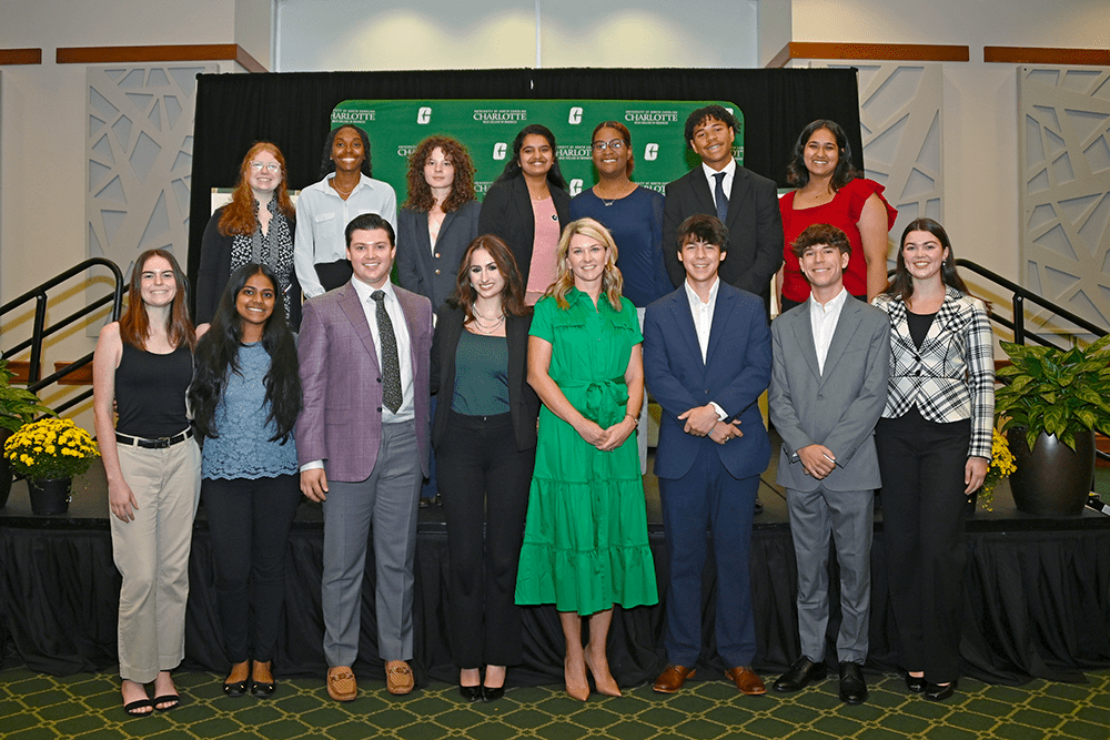 Among those attending a C-Suite Speaker Series small group session with Ali Summerville were Belk College student leaders from the Business Honors Program, the Niblock Scholars, FIT for Business Mentors and various student organizations.