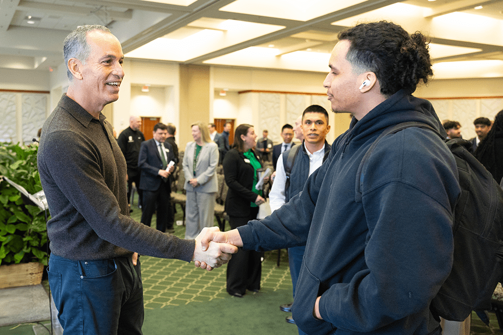 C-Suite Speaker Ric Elias was determined to interact with every student who stood in line to meet him, after sharing insights about his professional and personal journey. Students from across campus attended.