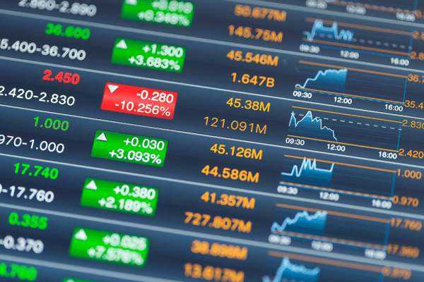 Digital stock market on a tablet screen