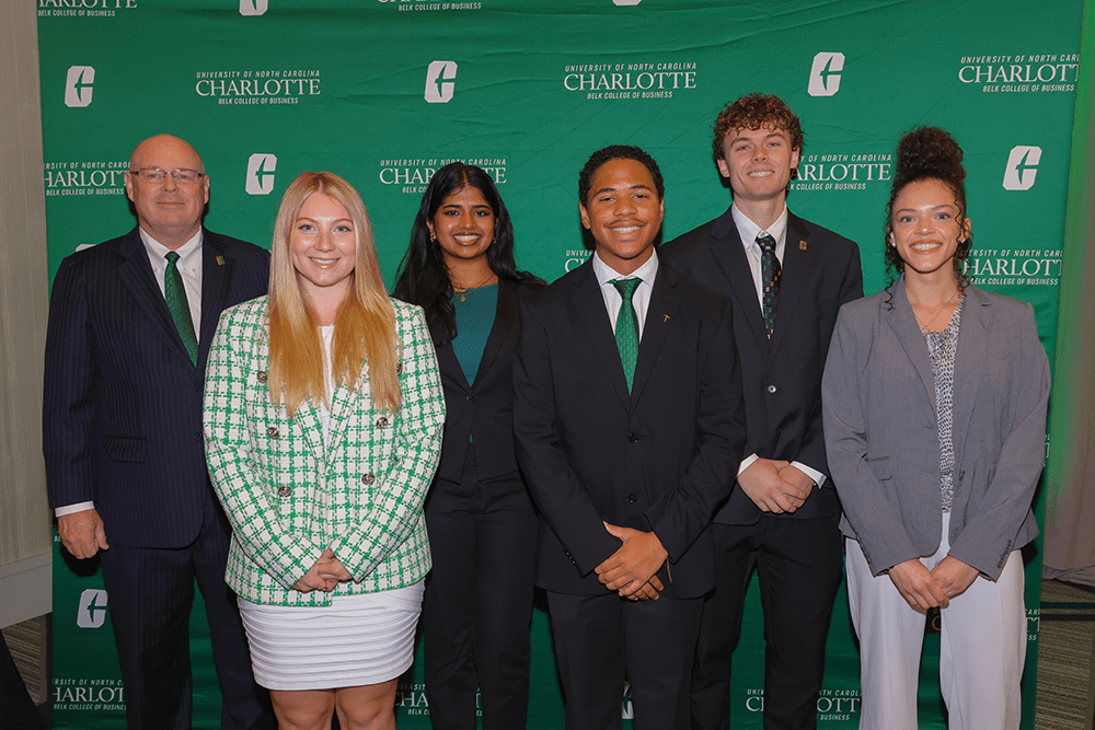 Dean Richard Buttimer and student presenters Isabella Lain, Krupa Jacob, Amorion Armstrong, Cooper Ellis and Elana White