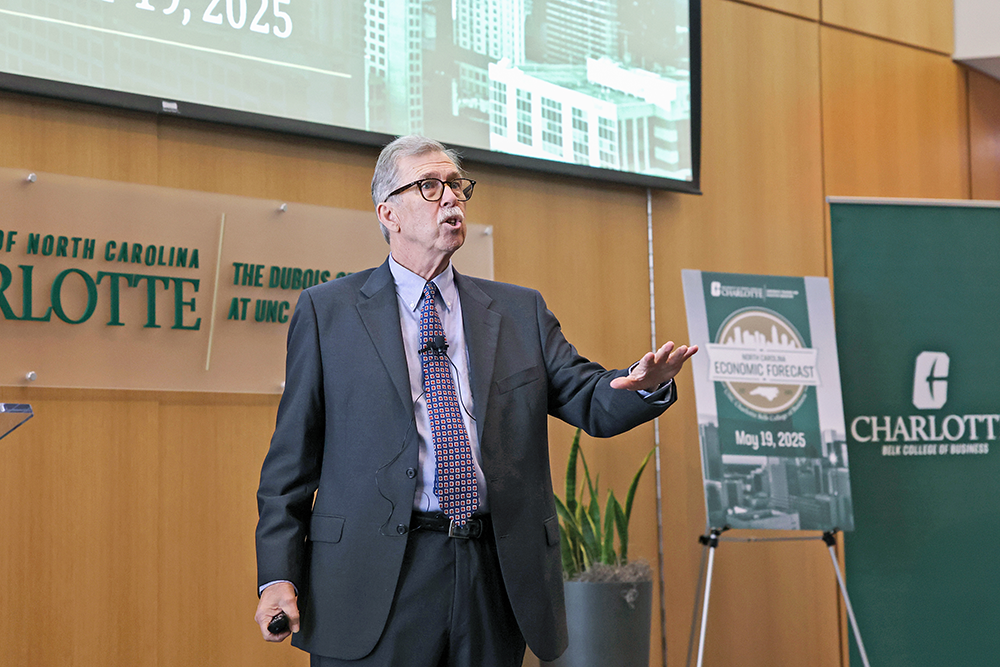 Dr. John Connaughton presenting the North Carolina Economic Forecast