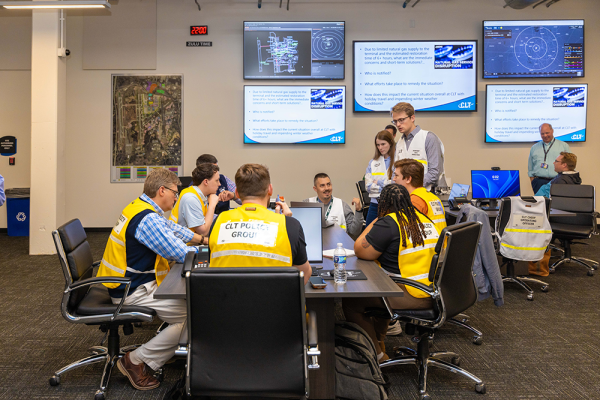 JL Price MBA students put leadership to the test during a crisis simulation at Charlotte Douglas International Airport
